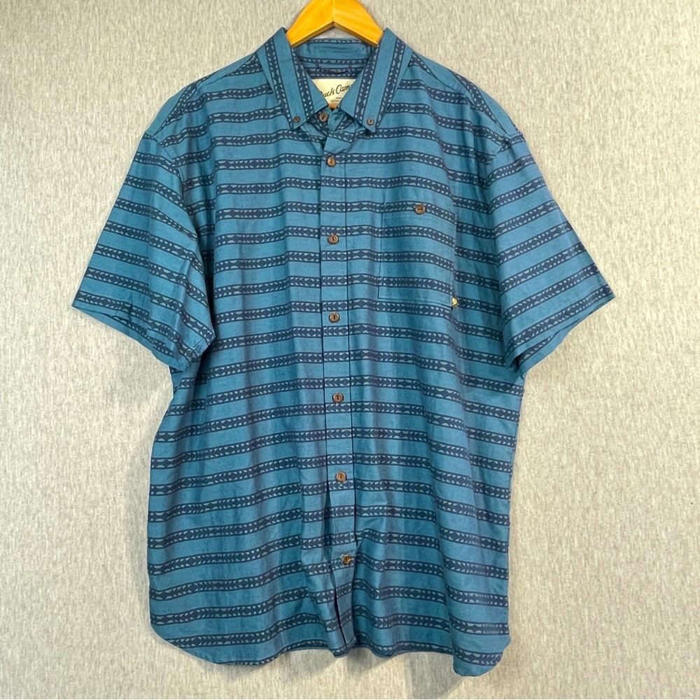 Duck Camp Shirt Men’s 2X Blue Short Sleeve 100% Cotton Outdoor